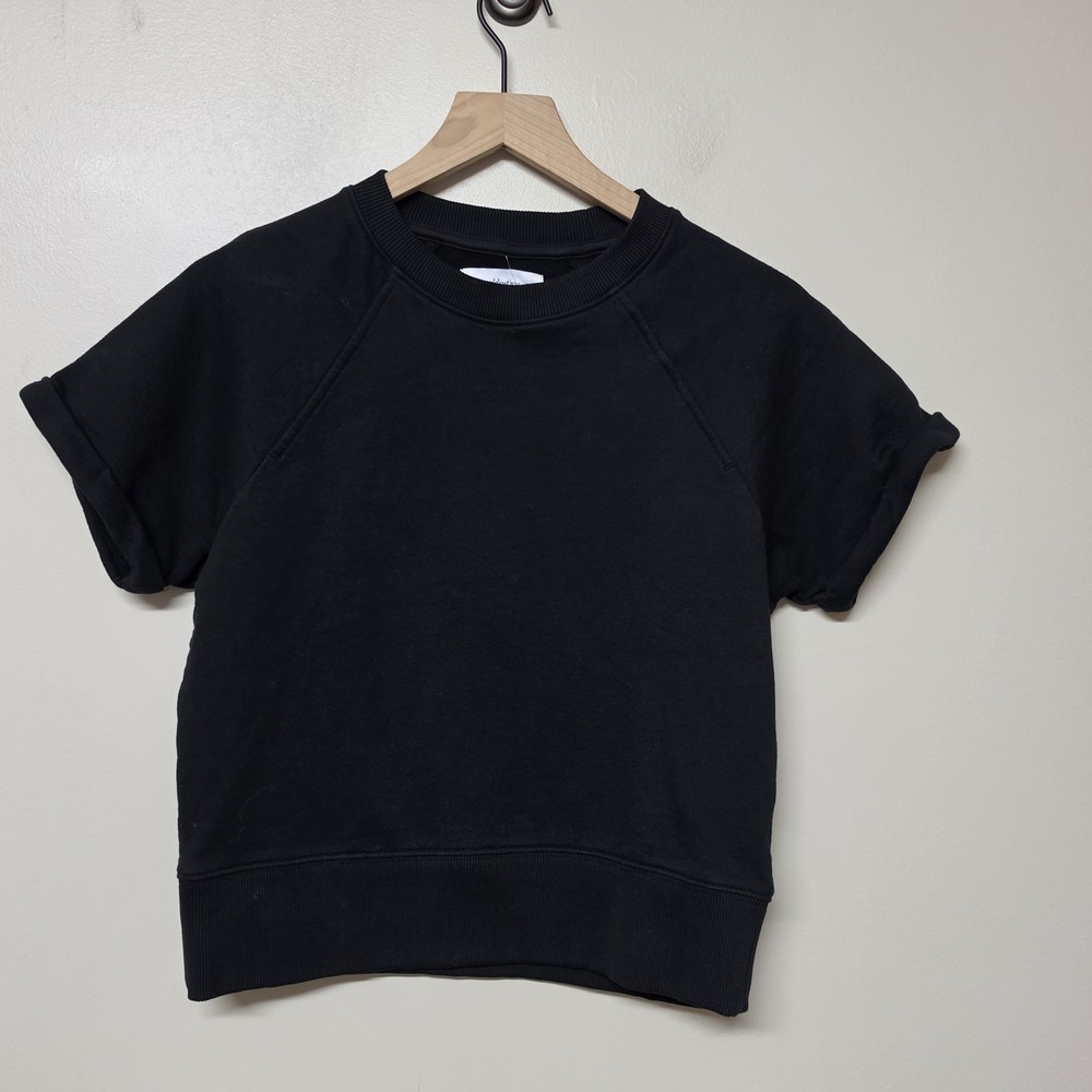 Soldout NYC Black Short-sleeve Raglan Sweatshirt Women's Sz S Organic Cotton